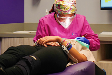 sedation-nitrous-oxide young girl at a dental appointment